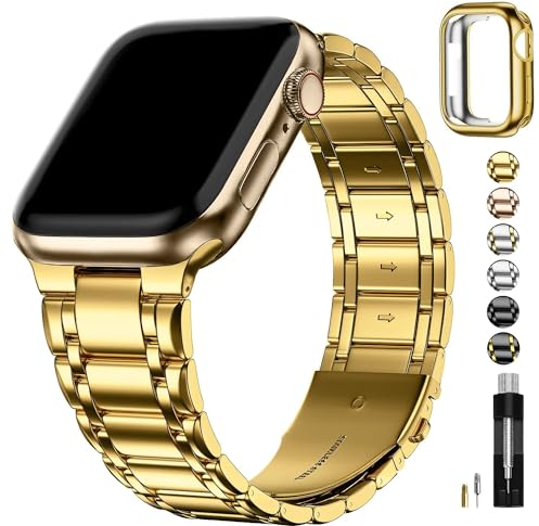 Fullmosa Kompatibel mit Apple Watch Armband Series 10 46mm 45mm 44mm 42mm 49mm, Metall Edelstahl Ersatzarmbänder für iwatch SE Series 10 9 8 7 6 5 4 3 2 1 Ultra 2