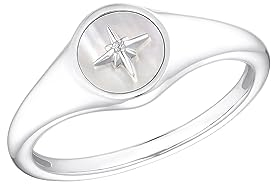 s.Oliver Ring 925 Sterling Silber Damen Ringe, mit Zirkonia synth., Perlmutt, Silber, Stern, Kommt in Schmuck Geschenk Box, 2036886