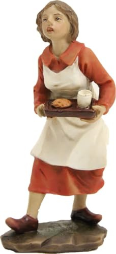 FADEDA Bäuerin mit Brotzeit/Höhe:11 cm/handbemalt/detailgetreue Krippen Figuren - Weihnachten Tisch Dekoration Krippe Zubehör