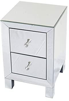 Nachttisch, verspiegelte Schubladen, Nachttisch, Nachttisch, Beistelltisch für Schlafzimmer, Silber