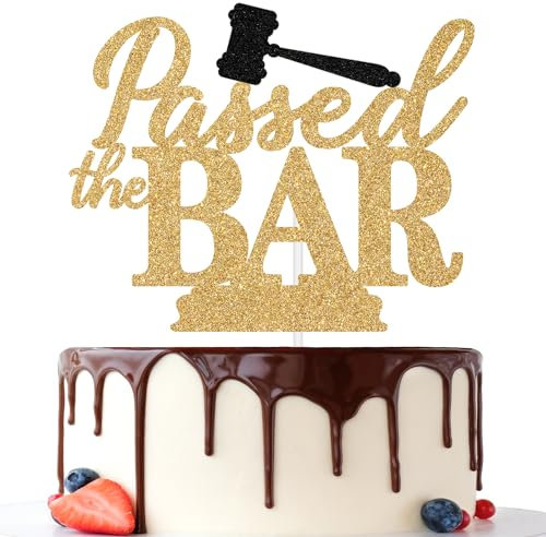 Tortenaufsatz mit Aufschrift Passed the Bar, zukünftiger Anwalt, Congrats Lawyer Cake Decorations, Anwaltsabschluss, Abschlussfeier, Party-Dekorationen, Congrats Grade Gold Glitter