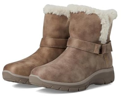 Skechers Womens Easy Going Dreamers Move Ankle Boot, Dark Taupe Microleather Buckle Trim, 3 UK