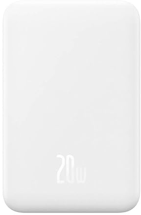 Baseus Power Bank Magnetic Mini Wireless Charging, PD 20W, 5000 mAh with Type-C to Type-C Cable (0.3m) White EU (P10022107223-00)