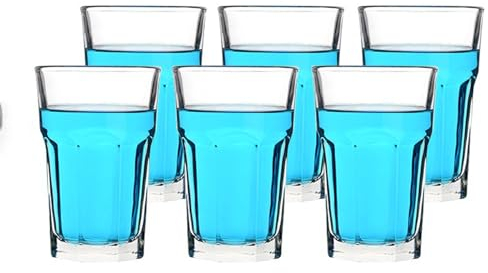 Keyoung Lot de 6 verres à mojito - 414 ml - Verres à cocktail Highball - Design rétro XXL - Passe au lave-vaisselle - Transparent
