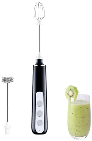 1 espumador de leche – Batidor eléctrico de mano para café con 2 batidores | Té Matcha Latte capuchino chocolate caliente, cabezal mezclador de espuma ligero desmontable, color aleatorio 12.2 x 2