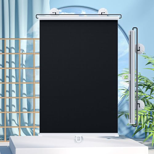Verdunkelungsrollos Schwarz,Sonnenschutzrollos Mit Saugnäpfen,Sichtschutzvorhänge Für Türen Fenster,Tragbare Temporäre Jalousien Ohne Bohren,Einziehbare Dachfensterrollo,W×H-45 * 180cm(18 * 71in)