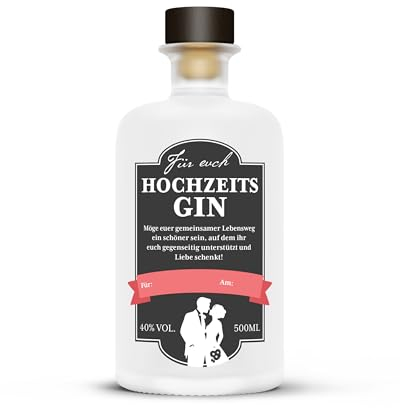 Hochzeits Gin Black Edition - 40% vol. (1 x 0.5 l) - Individualisierbares Geschenk zur Hochzeit