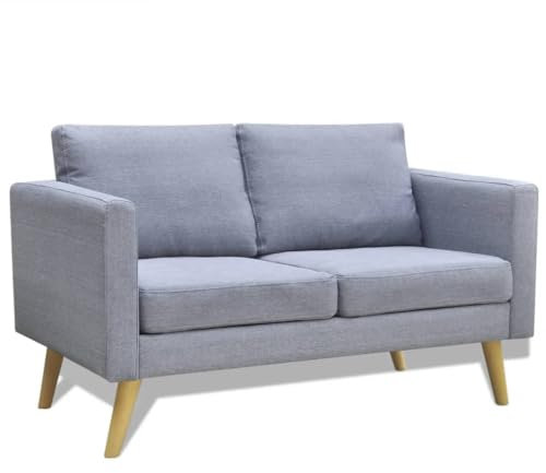 Cozynest Sofa 2-Sitzer mit Rückenkissen Sitzkissen Design Polstersofa Loungesofa Couch Lounge Stoffsofa Sitzmöbel Wohnzimmer Stoff Holzrahmen Stoff Hellgrau