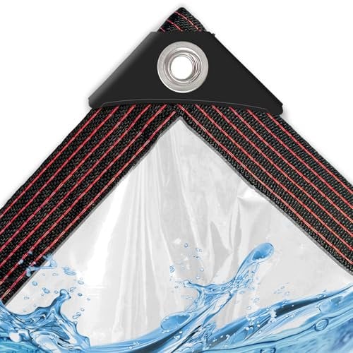 Lona transparente resistente al agua, 3 x 4 m, con ojales para balcón, protección contra la lluvia/caja de arena, lona transparente para muebles de jardín o terraza