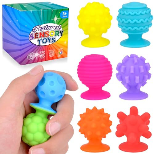 Vibbang 8PCS Suction Toy, Sensory Fidget Toys, Kids Bath Toys, Slicone Sucker Toys for Kids, Textured Suction Cup Toys for kids with Autism, Calm Down Corner Supplies for Boys Teens