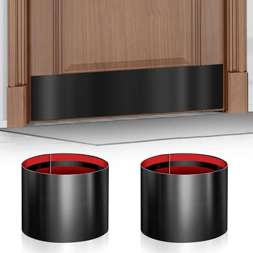 2 Pack Door Kick Plate for Bottom of Door, 8 x 34 Stainless Steel Front Door Kick Plates, Self Adhesive Kickplates for 36 Door Interior and Exterior (Black)