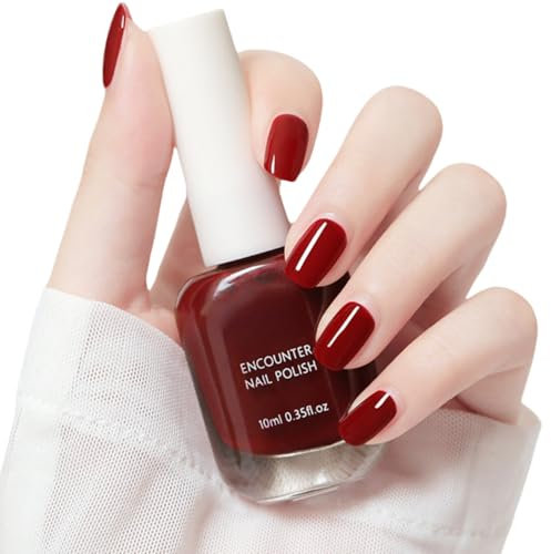 Red Nail Polish,Dark Red Nail Varnis/h,Quick Dry Nail Polish,Quick Dry & Long Lasting Nail Varnish,Cherry R/ed N/ail Polish with Water Based Formula,Nail P/olish for DIY Nail Art