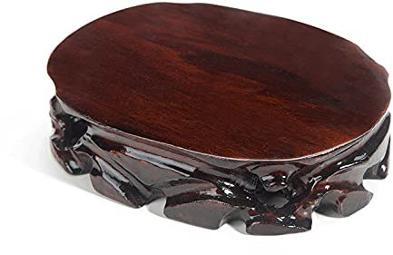 Support sur pied en bois fabriqué à la main pour vase ovale oriental 3,8 cm de haut, base bonsaï, petite taille XS