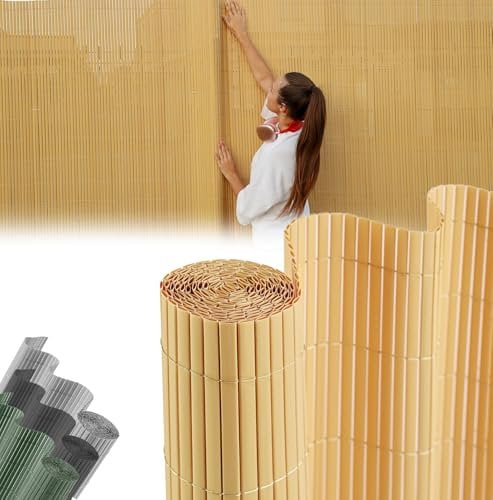 STREND PRO PVC Sichtschutzmatte für Garten, Terrasse | Bambus | 2m Hoch, 3m Länge | Wetterfester Sichtschutzzaun für Privatsphäre und Windschutz | Gartensichtschutz ohne Bohren, Gartenzaun