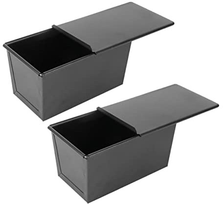NAMOARLY 2pcs Black Loaf Pan Cover Non-Stick Bread Baking Mold for 250g Toast Bakeware Suitable for Home Baking