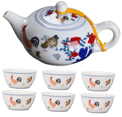 Alipis 1 Satz Doucai Chicken Cup teekessel Retro Tee kocher teetasse Set teamaker Set teesets mit Teekannen Wasserkocher für den Herd Vintage handgehaltener Topf Keramik