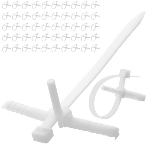 Boltza Expand Plug Cable Ties 7mm x 150mm (100 Pack) – Heavy Duty Wall Mount Cable Anchors – Nylon Zip Ties with Built-in Wall Plug – Natural