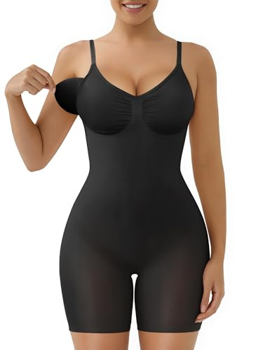 SHAPERX Shapewear for Women Tummy Control Bodysuit with Removable Pads Butt Lifter Body Shaper Shorts