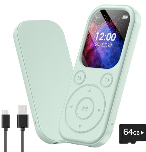 Olycism 64GB MP3 Player with Bluetooth MP3 Player 2.01 Inch with Ultra-HD Screen 300mAh Battery HiFi Sound Functions Including FM Radio Voice Recording E Books Image Viewing Ideal for Sport Green