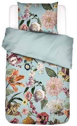 ESSENZA Bettwäsche Filou Pastellblau, 135x200 + 1x 80x80 cm - 100% Baumwollsatin 209TC - Blumen