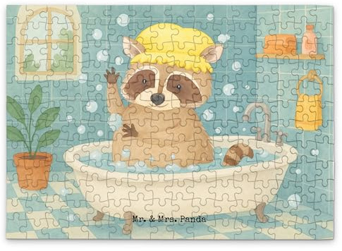 Mr. & Mrs. Panda Puzzle Waschbär Design 192 Teile - Geschenk, 1500, Tagträumen, Puzzlespiel, 500, Fröhlich, Lustige Sprüche, Waschen, 300, 2000, Seifenblasen, Plan