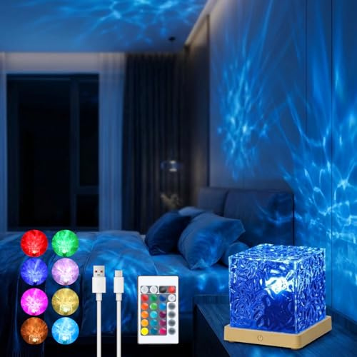 Ocean Lamp, LED Sternenhimmel Projektor, 16 RGB Polarlicht Lampe, USB Wiederaufladbar Nordlicht Projektor, Wasserwellen Lampe mit Fernbedienung, Aurora Light für Zimmer Deko, Kinder Geschenk