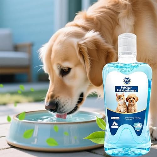 PETCLEAR Mundwasser für Hunde, Kein Zähneputzen Erforderlich, Einfach Zahnpflegezusatz für Hunde Ins Trinkwasser geben, Zahnbelag entfernen, Atem erfrischen, 1 Flasche 380 ml