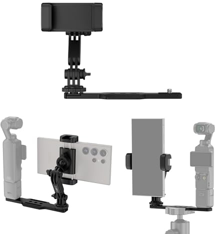 JJC Soporte para Teléfono con Zapata Fría para dji Osmo Pocket 4 3, Barra de Extensión con Rosca 1/4 y Montura Arca para Trípode