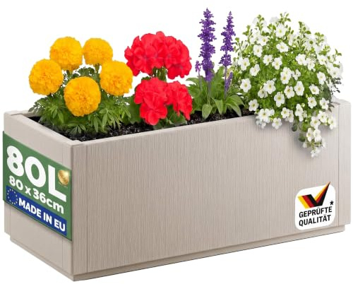 Casaria® Fioriera da Esterno Ethica in Plastica 80L 80x36x35cm