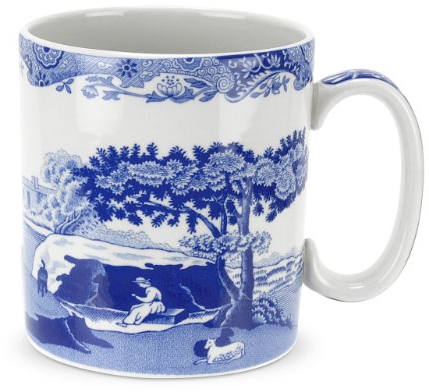 Spode Blue Italian Mug, Set of 4 (Blue, White,4 Count (Pack of 1))