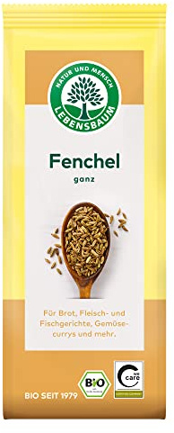 Lebensbaum Fenchel, ganz, Bio-Gewürz, Kräuter-Gewürz für Brot, Fleisch- & Fisch-Gerichte & Gemüsecurrys, vegan, 1 x 30g
