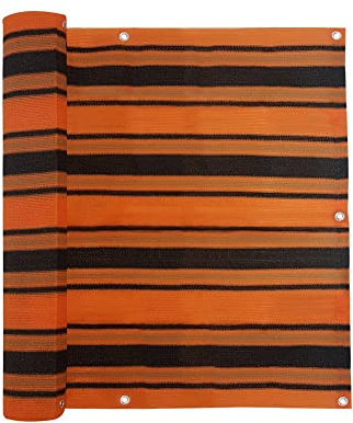 jarolift Brise Vue, Toile De Balcon Basic, Pare-Vue Protection Contre Le Vent Protection Solaire Revêtement De Balcon, Respirant, 500 x 90cm, (24 Oeillets) Orange - Marron - Noir