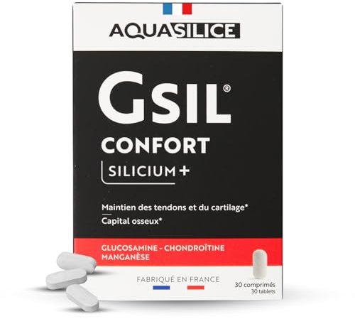 GSIL - Comprimés Confort Articualire & Capital Osseux - Glucosamine, Chondroïtine, Silicium organique & Manganèse - 30 jours de cure - Fabriqué en France