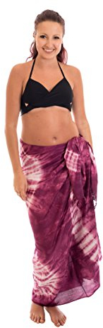 Ciffre Sarong Pareo Wickelrock Strandtuch Tuch Schal Hüftrock Brustkleid Fuchsia Bunt Batik