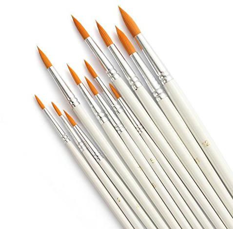 Artists Paint Brushes Set - ASelected 12pcs Paint Brush Set for Watercolor Oil Acrylic Crafts Rock & Face Painting (White)