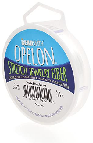 The Beadsmith Opelon Stretch Cord – Elastic Beading Fiber, White, 0.7 mm Diameter, 5 Meters (16.4 ft) Spool