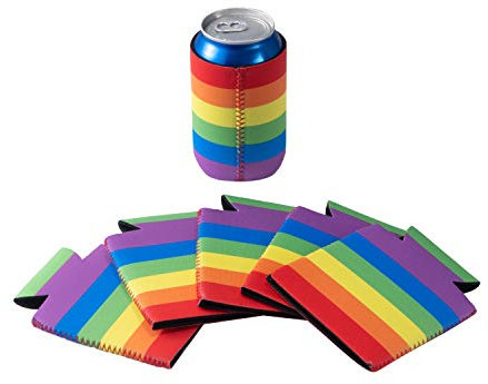 PAWHITS Dosenkühler Regenbogen Farbe Bier Flaschenkühler für 0.33L Dosen Dosenkühler aus Neopren blanko für Hochzeiten Partys Veranstaltungen – 6 in Packung
