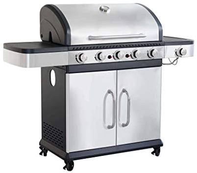Milani Home_Barbecue A Gas In Acciaio Inox 5 Fuochi + 1 Laterale Per Esterno Giardino, Portico, Terrazzo
