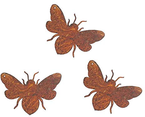 itsisa ® Dekofigur Mini Biene im Rost Design 3er Set, Rostfigur für den Garten, Gartendeko, Metalldeko