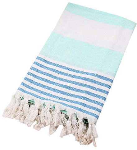 Lazzboy Türkisches Baumwollbad Beach Spa Sauna Yoga Fransen Jacquard Handtuch Hamamtuch Pestemal Baumwoll-saunatuch, Strand-Tuch Mit Fransen, Dünn, Saugstark(E,Ca 100X180CM)