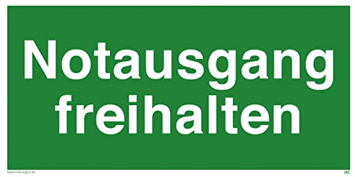 Fluchtweg Notausgang Schild Aufkleber Notausgang freihalten ISO 7010 | 297x148mm made by MBS-SIGNS in Germany