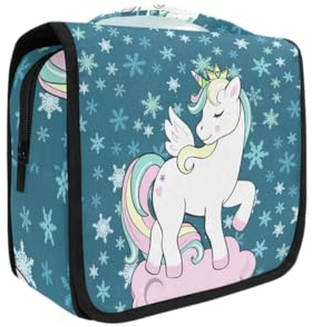 Einhorn Kwail Kulturbeutel Hängend Faltbar Mädchen Kulturtasche Toilettentasche Toiletttasche Makeup Tasche Kosmetiktasche für Frauen Mädchen Damen