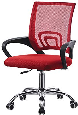 TUKAILAI Bürostuhl Ergonomisch, Schreibtischstuhl aus Netzstoff, Chefsessel mit Lendenwirbelstütze, Armlehne, Höhenverstellbar, 360° Drehbar, Computerstuhl Arbeitsstuhl für Zuhause Büro, Rot