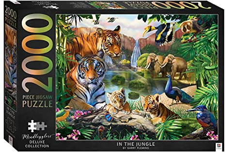 Hinkler | Mindbogglers Deluxe Collection 2000-Piece Jigsaw Puzzle In the Jungle by Garry Fleming | Adult's Jigsaw Puzzle | Animal Jigsaw