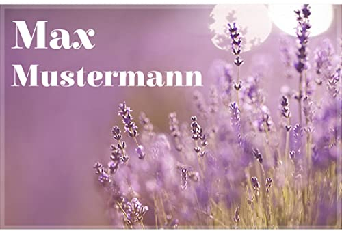 Manutextur Fußmatte mit Namen - Motiv Lavendel 2 - viele Natur-Motive - Schmutzfangmatte personalisiert - Größe 50x80 cm - persönliches & individuelles Geschenk