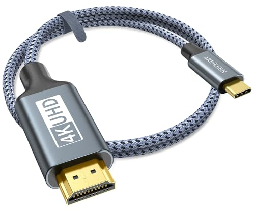 ARISKEEN Câble USB C vers HDMI 0.5m, câble USB 3.1 type C vers HDMI [compatible Thunderbolt 3/4] pour MacBook Pro/Air, pour Galaxy S8 to S23,pour iPhone 15/Pro/Plus/Max