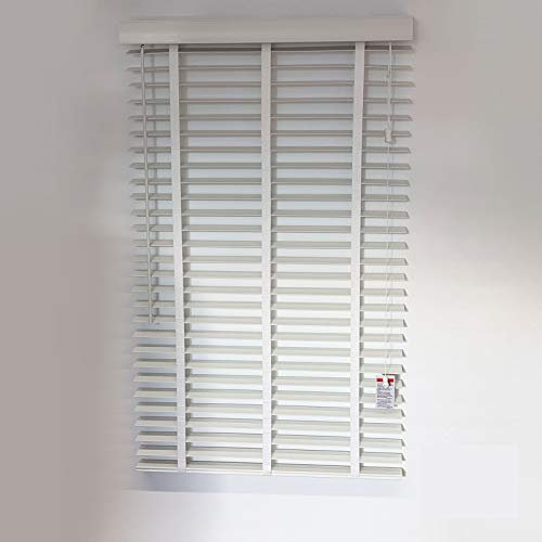 PVC Jalousie in Holzoptik | Rollos & Jalousien Jalousien in Wood-Optik | Fauxwood Jalousie | 50 mm Lamelle | Verschiedene Größen | Sonnenschutz Fenster mit Bohren | weiß/grau (weiß, 160 x 240 cm)