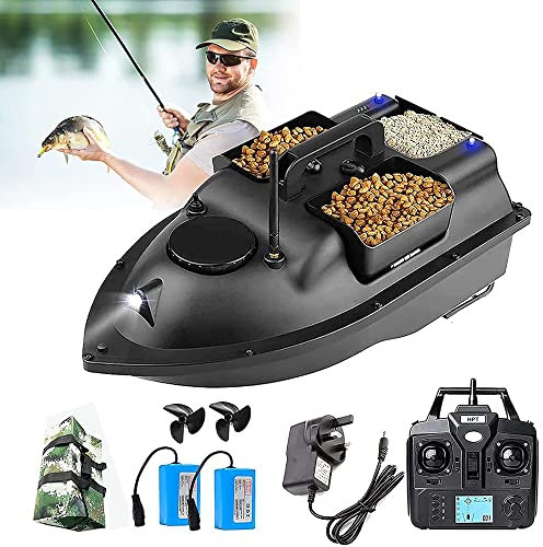 Intelligent Fishing RC Bait Boat, 500M Distance Bait Boat, Remote Fish Finder Ship, GPS Postion Auto Cruise 3-Way Baiting 1.5KG Loading with 5200Mah Battery
