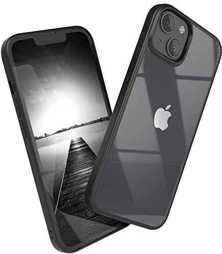 EAZY CASE Clear Hybrid Bumper Hülle kompatibel mit iPhone 13, Handyhülle mit Ultra Aufprallschutz, Stoßfest und Kratzfest, dünne Schutzhülle mit Kameraschutz, Slim Cover Handy Case, Schwarz