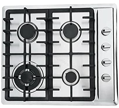 Futchoy Plaque de cuisson à gaz intégrée en acier inoxydable 4 feux